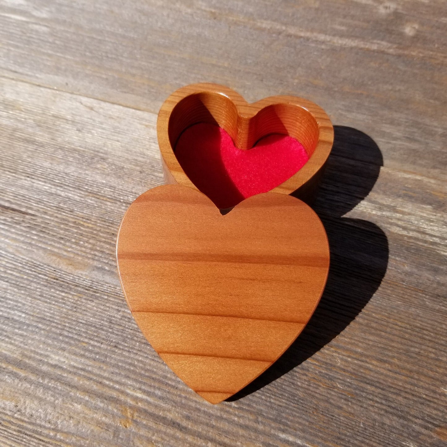 Handmade Wood Box with Redwood Heart Ring Box California Redwood #454 Mothers Day Anniversary Gift Ideas