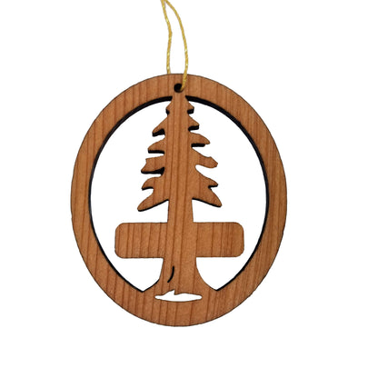 California Redwoods Ornament Handmade Wood Souvenir Made in USA Travel Gift 3" Tree With Sign Christmas Memento