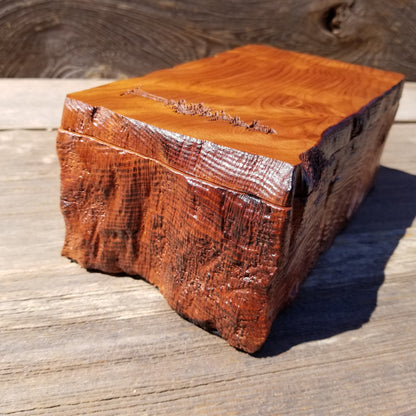 Wood Jewelry Box Redwood Tree Engraved Rustic Handmade Curly Wood #372 Mens Valet Christmas Gift 5th Anniversary