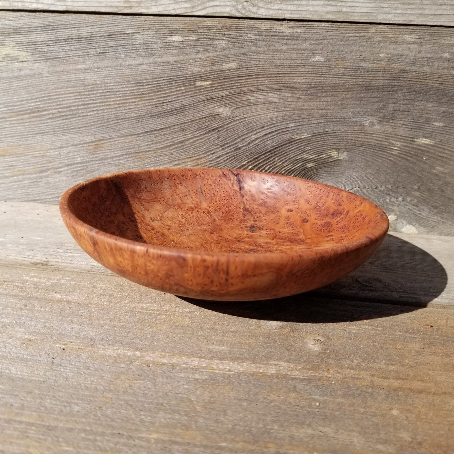 Handmade Wood Bowl Redwood Bowl Deep Plate 7.5 Inch California USA #441 Hand Turned Shallow Bowl Redwood Burl