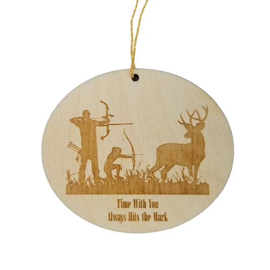 Father Daughter Bow Hunting Ornament - Time with You Always Hits the Mark Ornament - Handmade Wood Ornament Christmas Ornament Uncle Niece