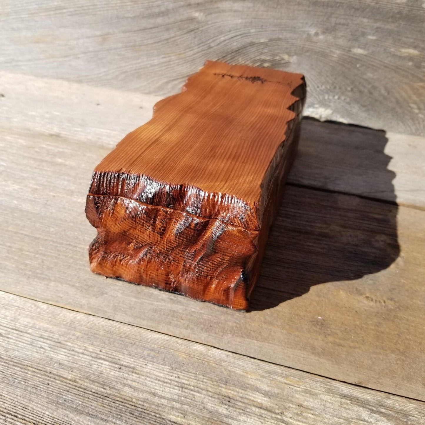 Wood Valet Box Curly Redwood Tree Engraved Rustic Handmade CA Storage #439 Handcrafted Christmas Gift Engagement Gift for Men Jewelry