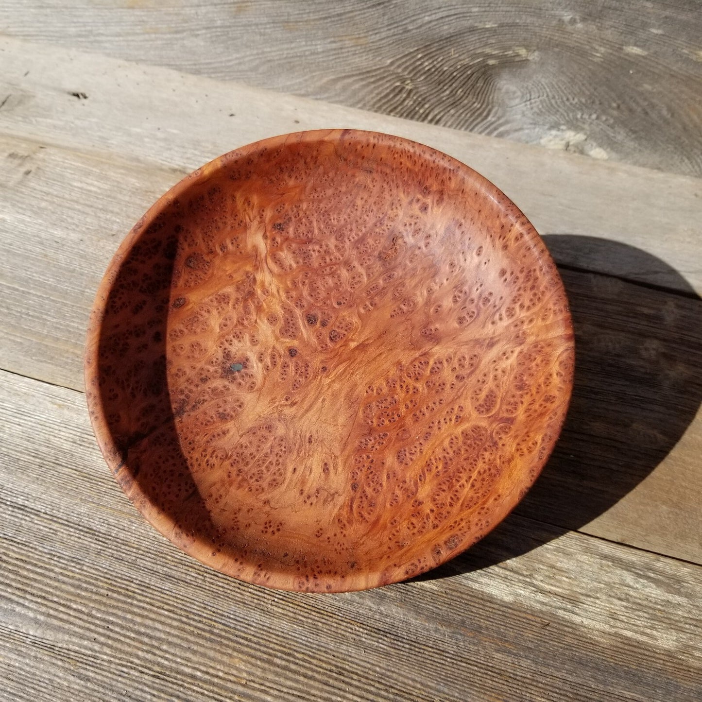 Handmade Wood Bowl Redwood Bowl Deep Plate 7.5 Inch California USA #441 Hand Turned Shallow Bowl Redwood Burl