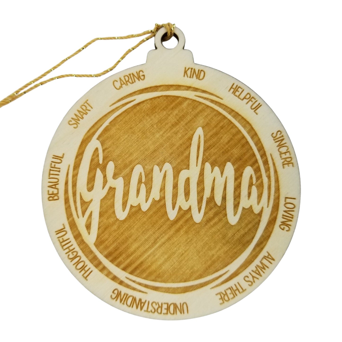 Grandma Christmas Ornament - Character Traits - Handmade Wood Ornament -  Gift for Grandma - Grandma Gift - Kind Helpful Caring 3.5"