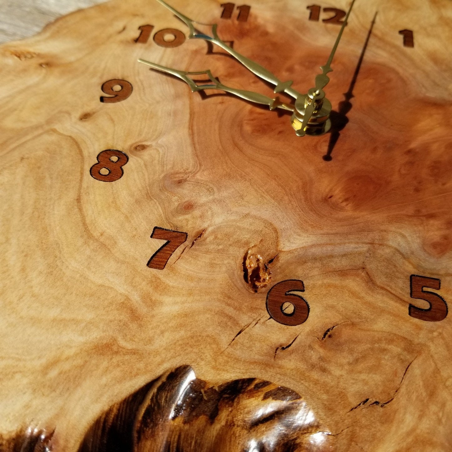 Wood Wall Clock Redwood Clock Handmade Wall Hanging Rustic Wedding Gift Burl Live Edge #428 Anniversary Small Mini