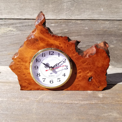 Redwood Burl Wood Clock Mantle Desk Office Gifts for Men Sitting Wood Birdseye Table Shelf #215 Mother's Day Gift