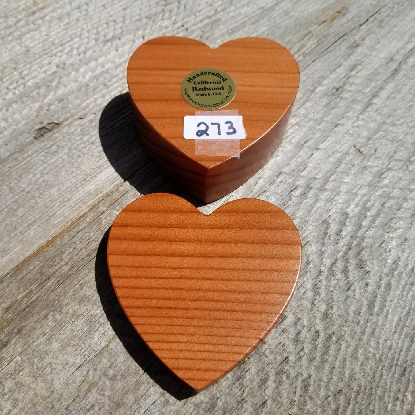 Redwood Heart Wood Box Ring Box Engagement Ring Box #273