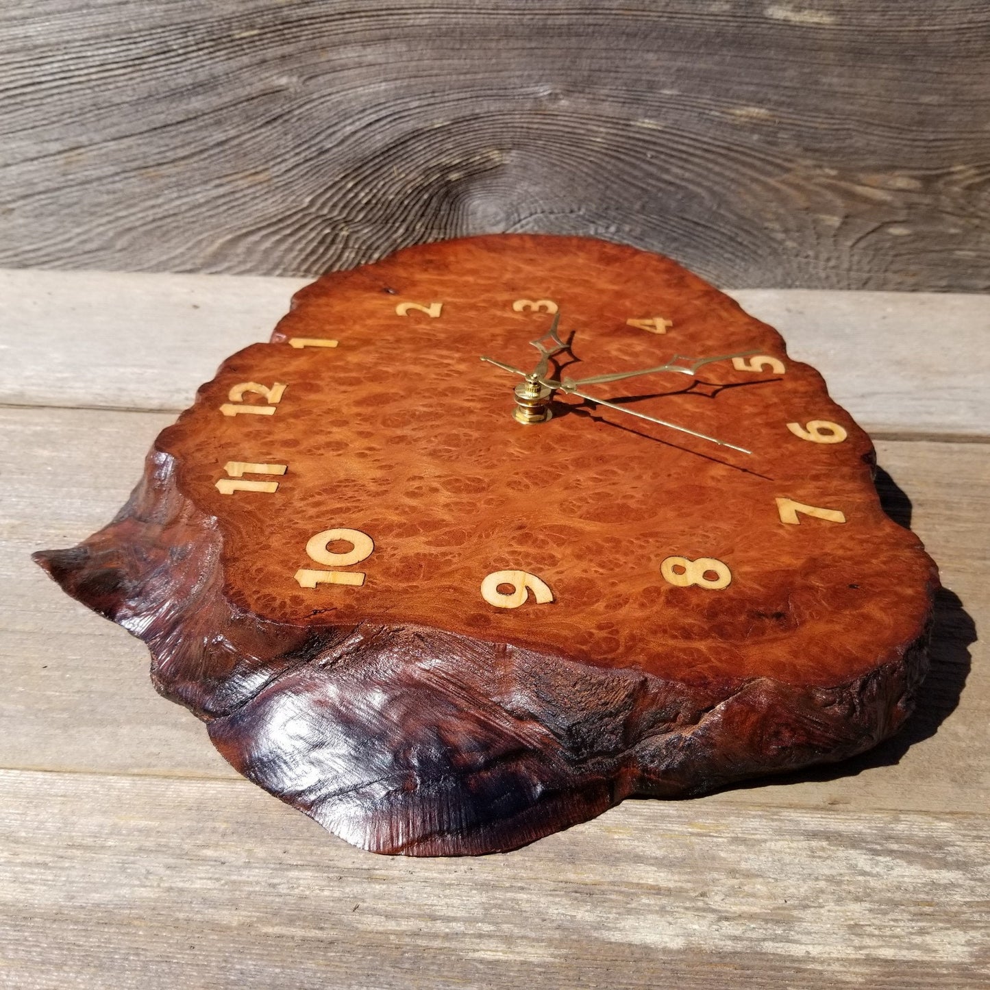 Wood Wall Clock Redwood Burl Hanging Rustic Anniversary Gift One of a Kind Unique Gift #427 Handmade Mini