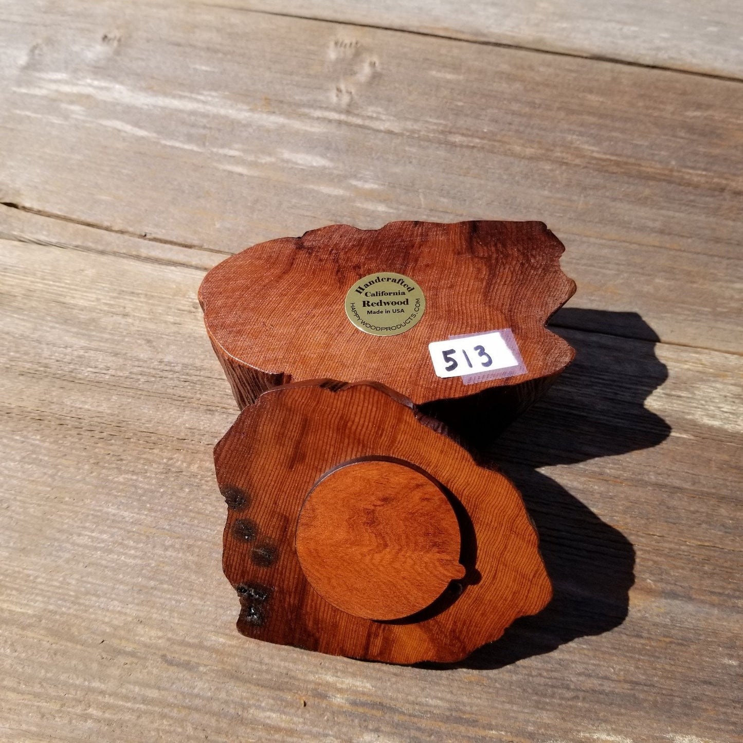 Wood Ring Box Redwood Rustic Handmade #513 California Storage Live Edge Mini Birthday Gift Christmas Gift Mother's Day Gift