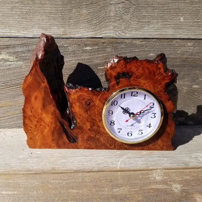 Wood Clock Desk Office Mantel Redwood Burl #569 Handmade in USA Gift for Him - Gift for Her - Unique Christmas Gift