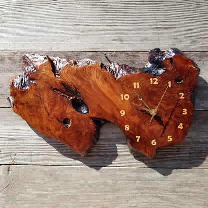 Wood Wall Clock Redwood Clock Handmade Wall Hanging Rustic Wedding Gift Burl Live Edge #429 Anniversary Small