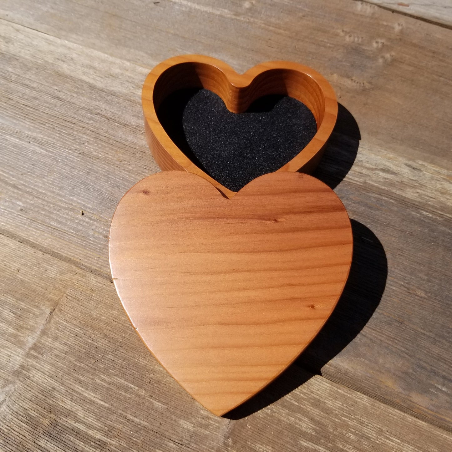 Wood Heart Box with California Redwood Jewelry Box - Ring Box - Handmade #259 Christmas Gift - Anniversary Gift - Mother's Day Gift Idea