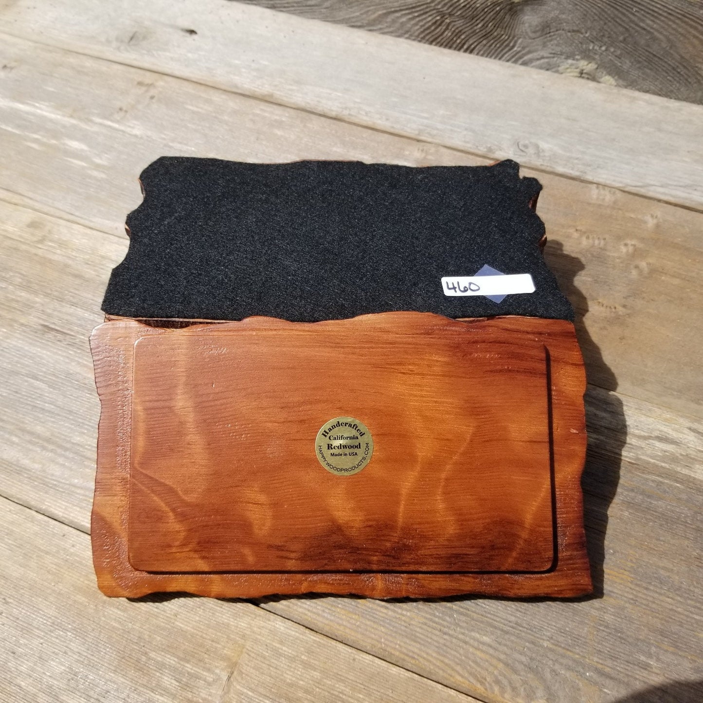 Handmade Wood Box with Redwood Tree Engraved Rustic Handmade Curly Wood #460 California Redwood Jewelry Box Storage Box