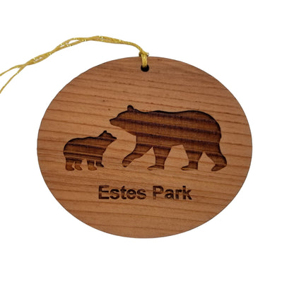 Estes Park Ornament With Mama Bear and Cub Handmade Wood Ornament Rocky Mountain National Park Colorado Souvenir CO Christmas Ornament