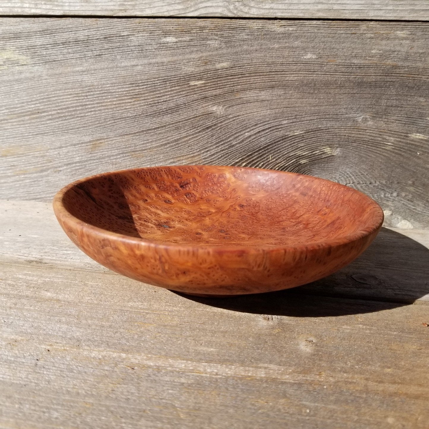 Handmade Wood Bowl Redwood Bowl Deep Plate 7.5 Inch California USA #441 Hand Turned Shallow Bowl Redwood Burl