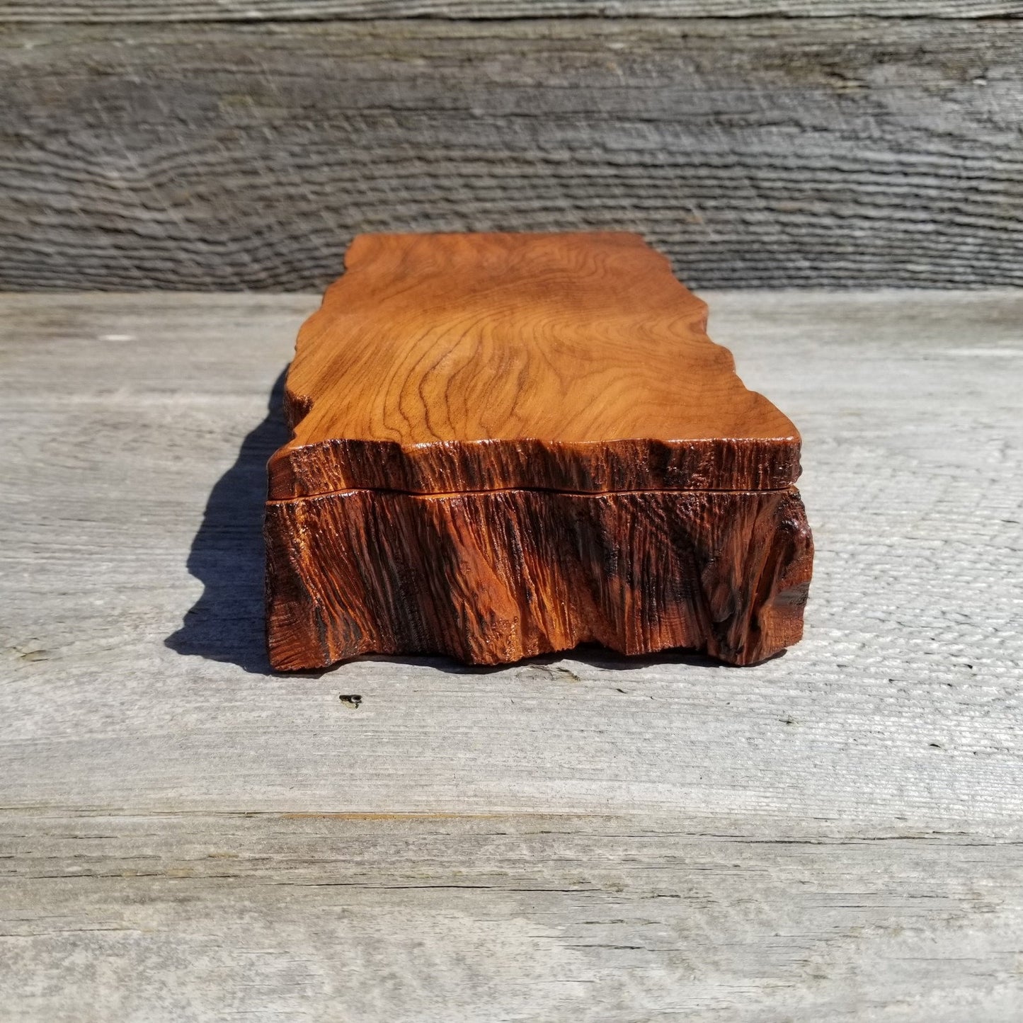 Wood Jewelry Box Redwood Rustic Handmade California Storage Live Edge #269