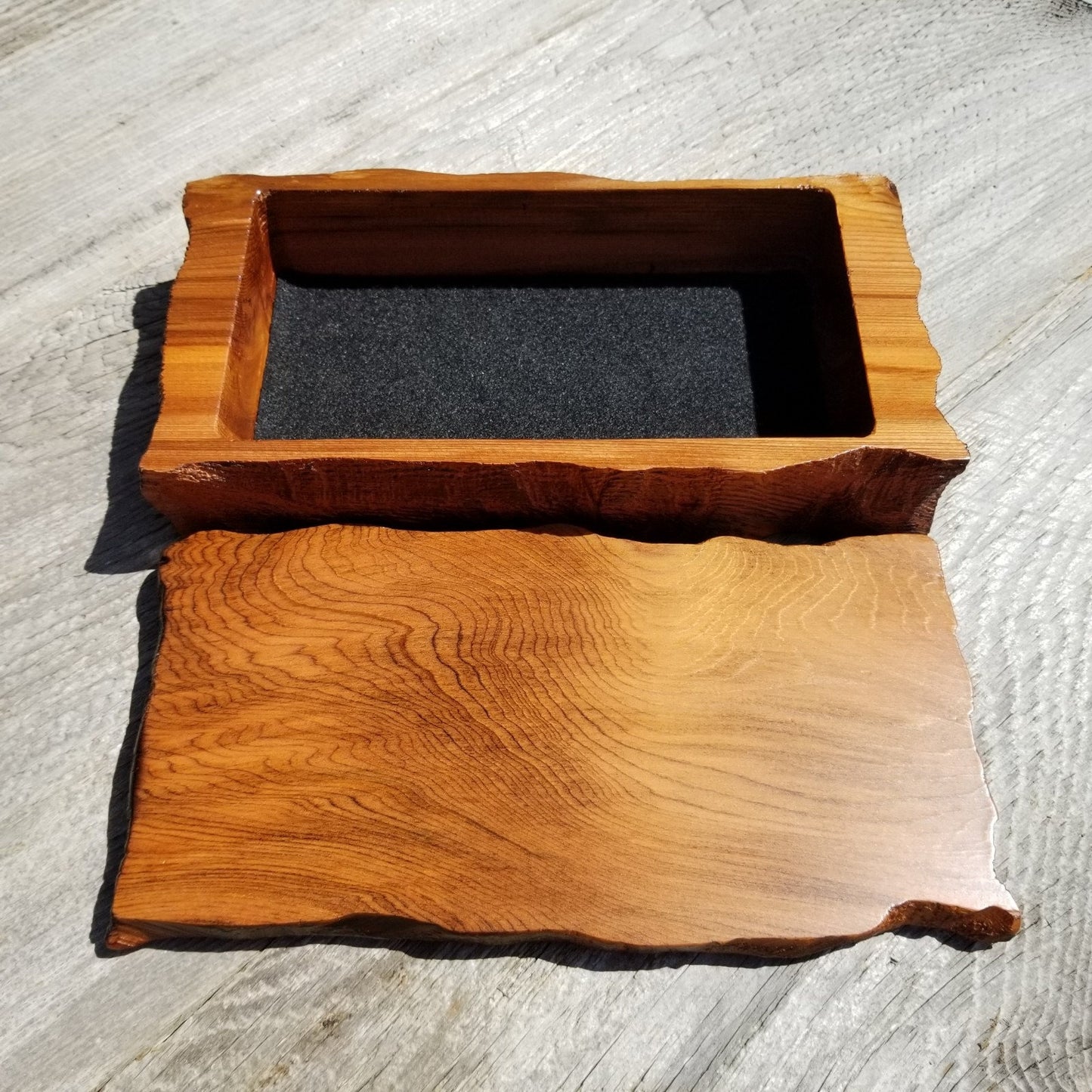 Wood Jewelry Box Redwood Rustic Handmade California Storage Live Edge #269