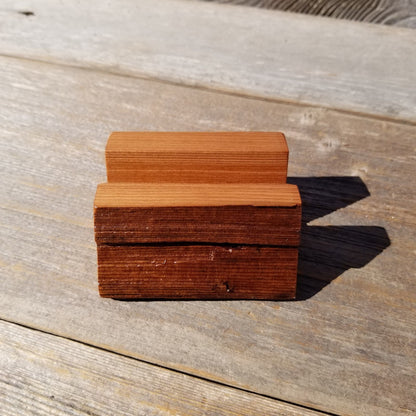 Wood Business Card Holder - Rustic Office Desk Organizer - California Redwood - Handmade - Gift for Him - Gift for Her - Graduation Gift