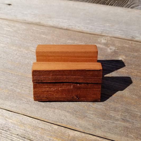 Wood Business Card Holder - Rustic Office Desk Organizer - California Redwood - Handmade - Gift for Him - Gift for Her - Graduation Gift