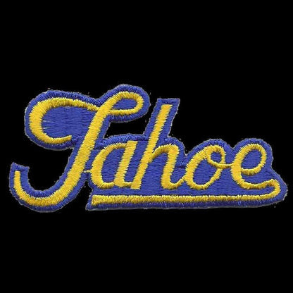 Tahoe Patch – Script Blue and Yellow – Iron On Travel California Souvenir Patch – CA Spell out Font Spellout Nevada NV