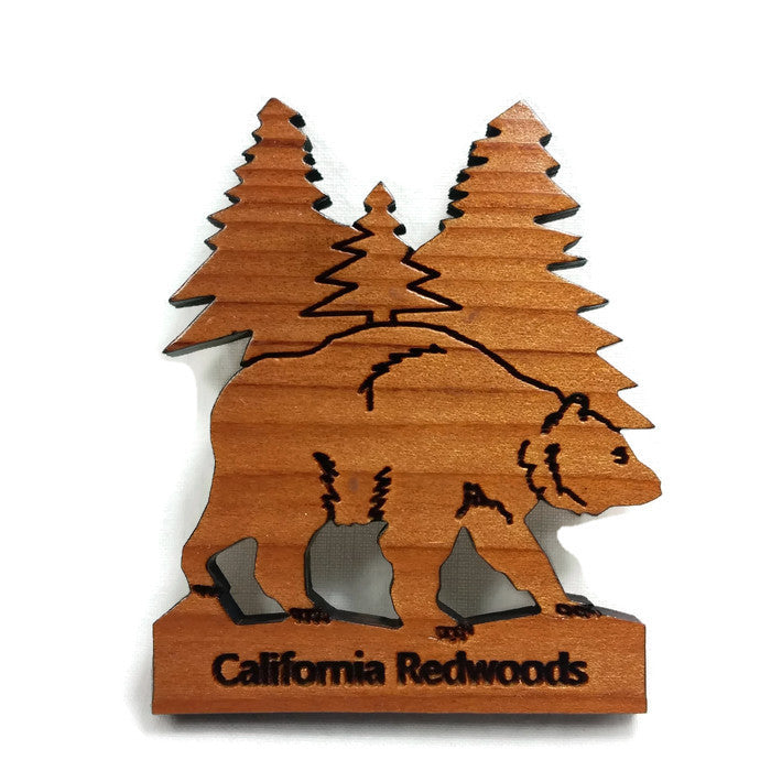 Bear Tree Wood Refrigerator Magnet California Redwoods Souvenir Handmade Made in USA