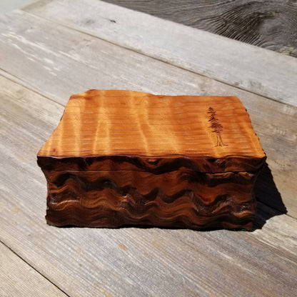 Wood Jewelry Box Redwood Rustic Handmade California Storage Live Edge #136