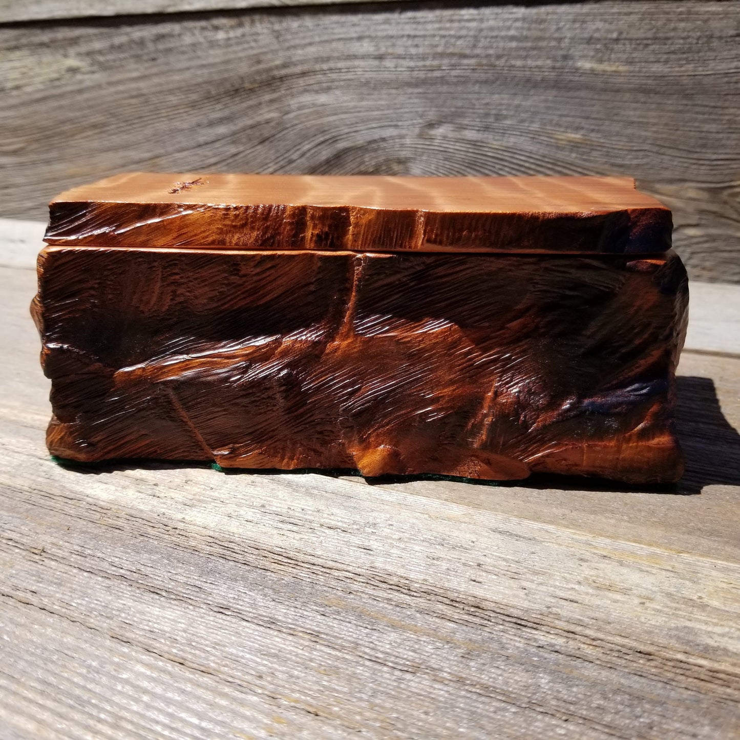 Wood Jewelry Box Redwood Rustic Handmade California Storage Live Edge #136