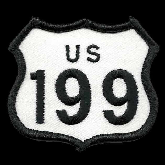 US 199 Highway Sign Patch Iron On Souvenir Road California Oregon Hwy Travel Badge