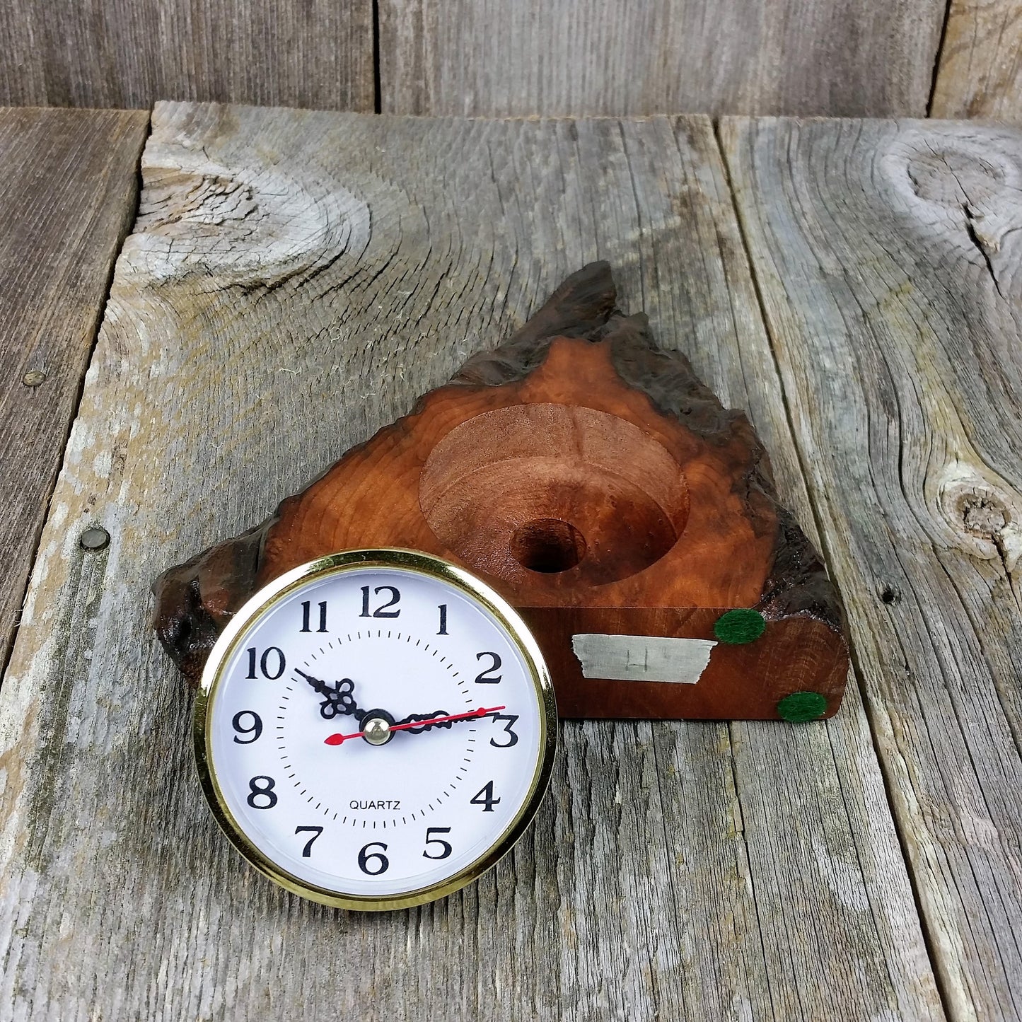 Redwood Burl Clock Table Shelf Mantle Desk Office Gifts for Men Sitting Wood #H