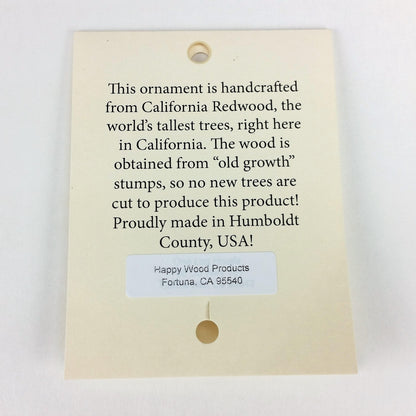 California State Wood Christmas Ornament California Redwoods Laser Cut Handmade White Engraved Souvenir