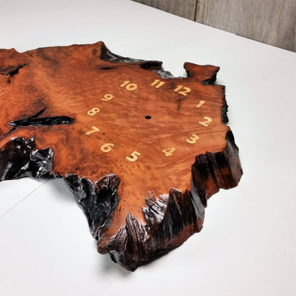 Handmade California Redwood Burl Wood Wall Clock Rustic Home Decor #9