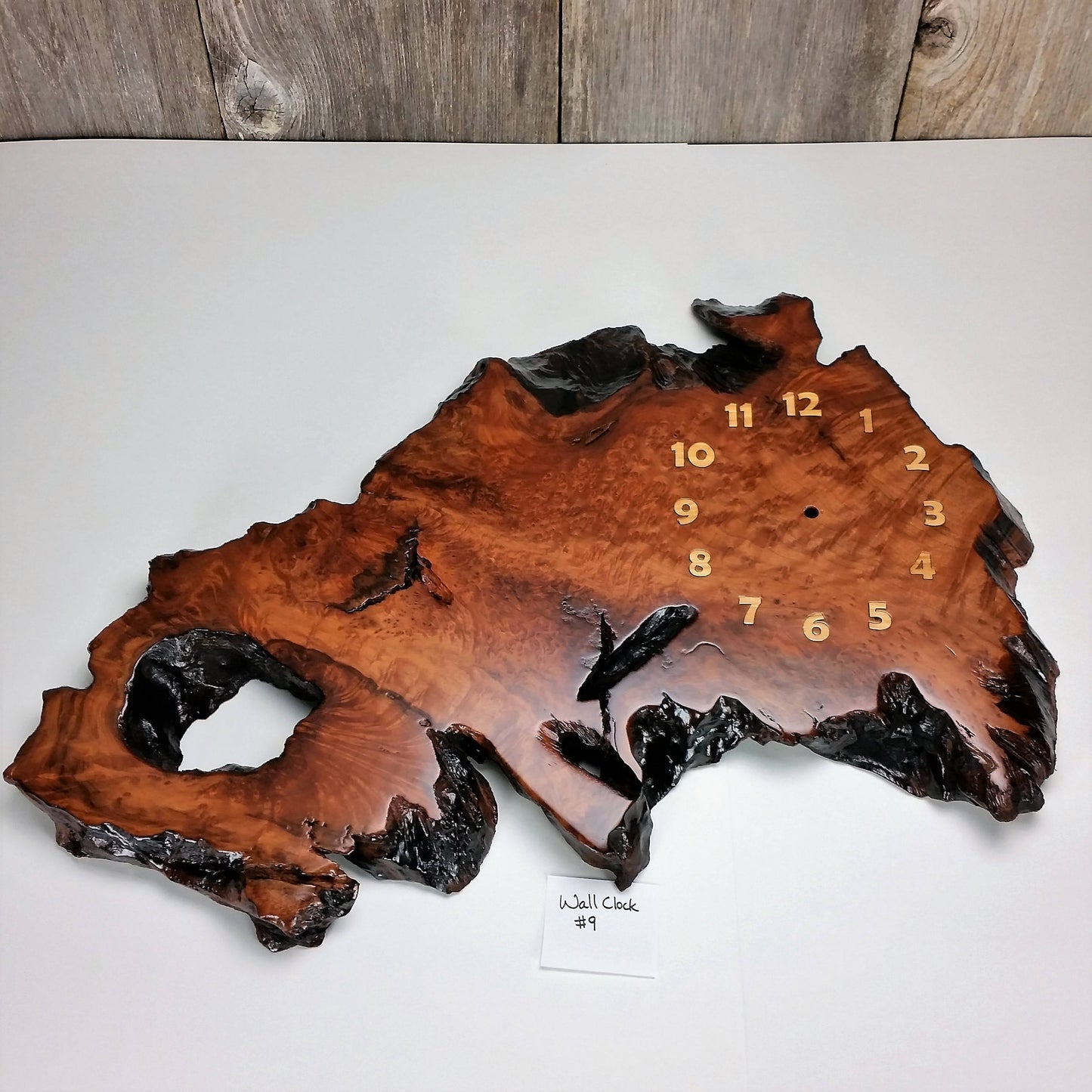 Handmade California Redwood Burl Wood Wall Clock Rustic Home Decor #9