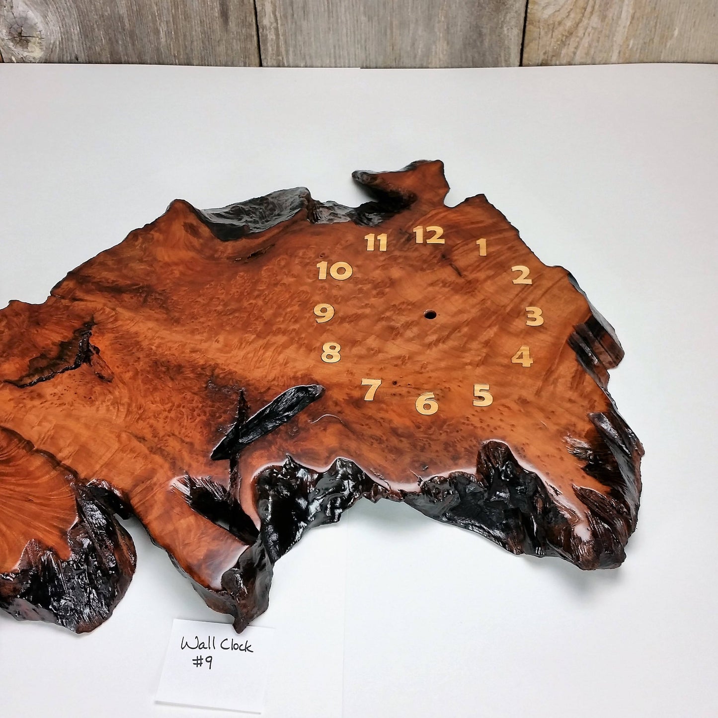 Handmade California Redwood Burl Wood Wall Clock Rustic Home Decor #9