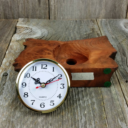 Redwood Burl Clock Table Shelf Mantle Desk Office Gifts for Men Sitting Wood #J