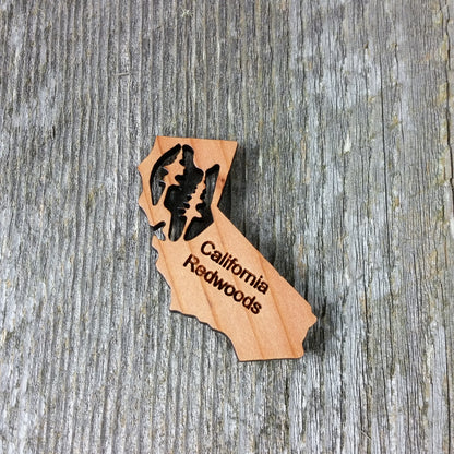 California State Shaped Redwood Refrigerator Magnet Made in USA