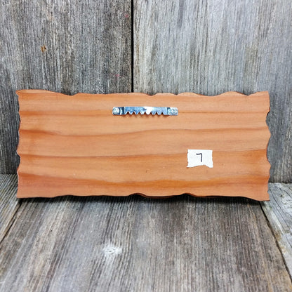 Wood Key Hooks 7 Hook Key Rack Handmade California Redwood Engraved Rustic Edge Slab Plaque #7