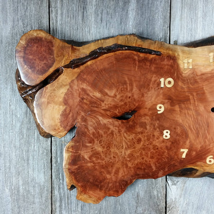 Wood Wall Clock Redwood Burl Handmade Rustic #10