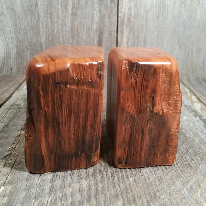 Redwood Rustic Salt and Pepper Shakers Set Handmade #M Lodge Cabin California Souvenir Man Cave Decor