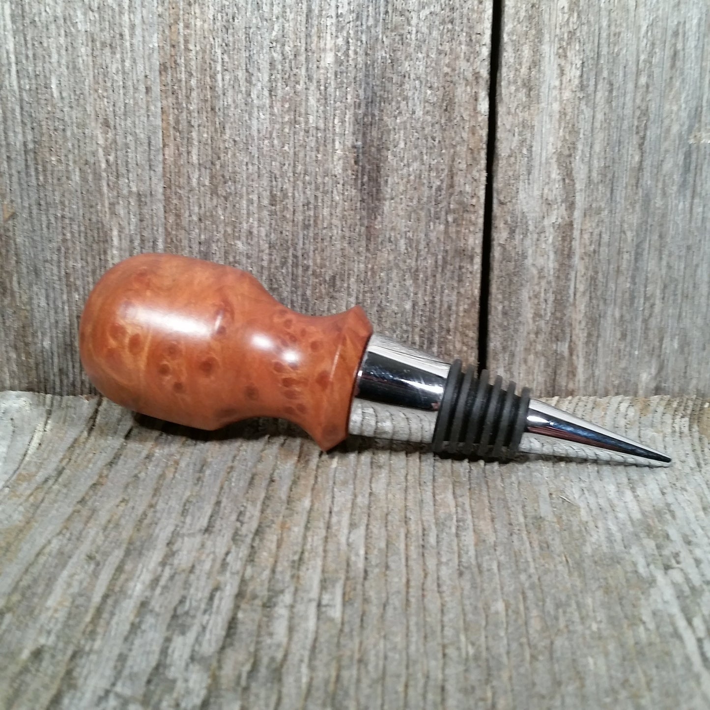 Wine Stopper Redwood Burl Hand Turned Handmade Smooth Top #1006f