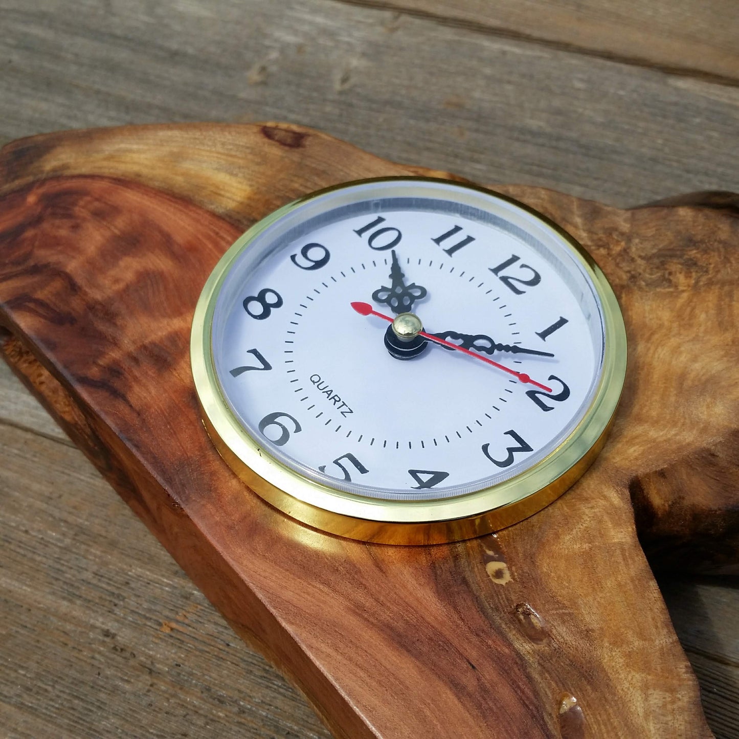 Wood Mantel Clock Handmade Redwood Desk Clock #D2018