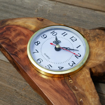 Wood Mantel Clock Handmade Redwood Desk Clock #D2018