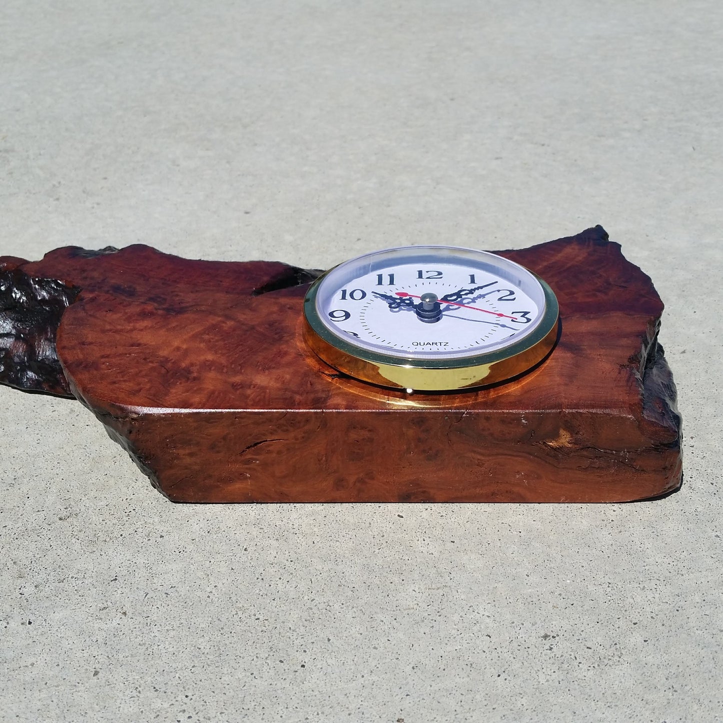 Wood Desk Clock Handmade California Redwood Burl #I2018