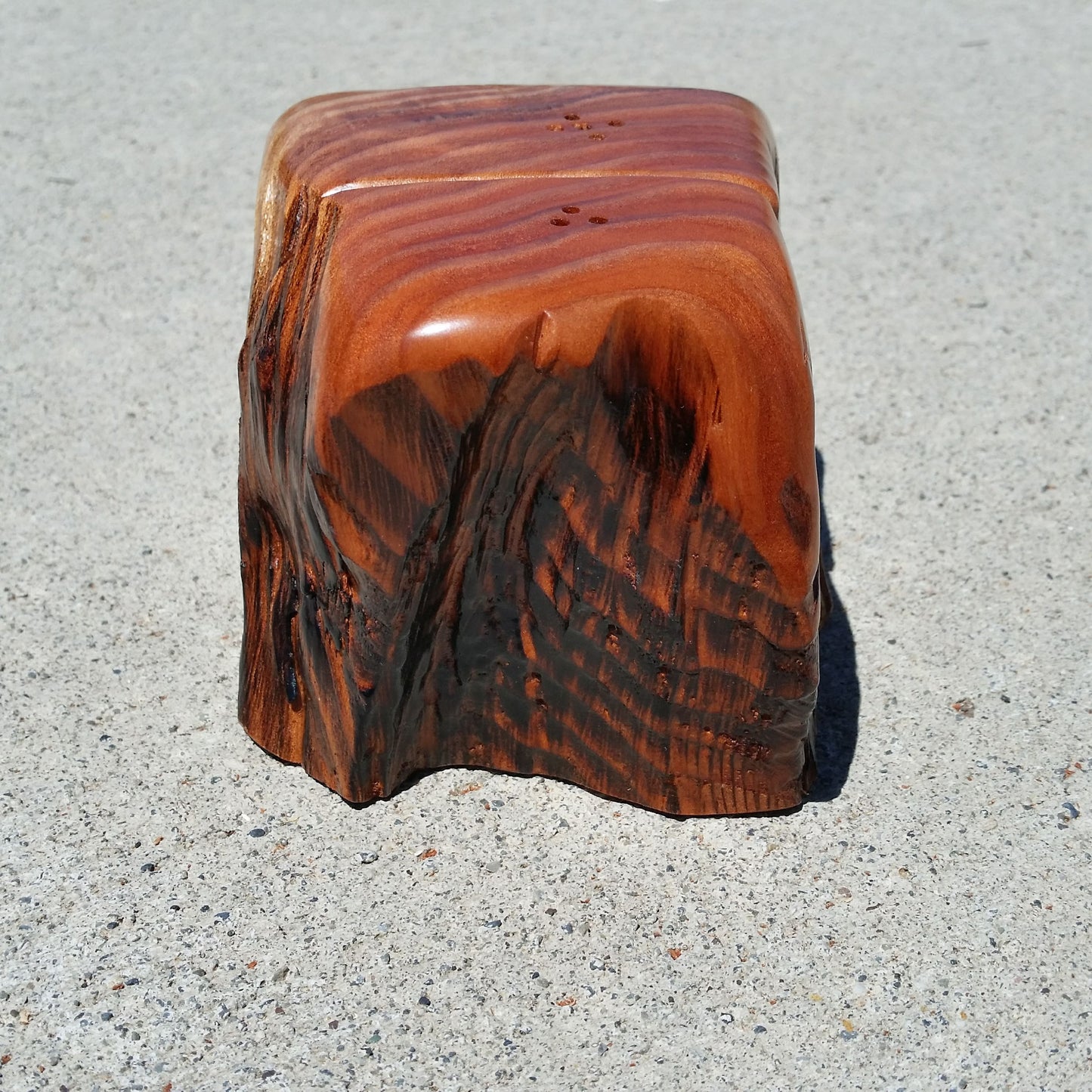 Redwood Salt and Pepper Shakers Set Souvenir California Handmade Unique Shape Handcrafted Wood Set #O