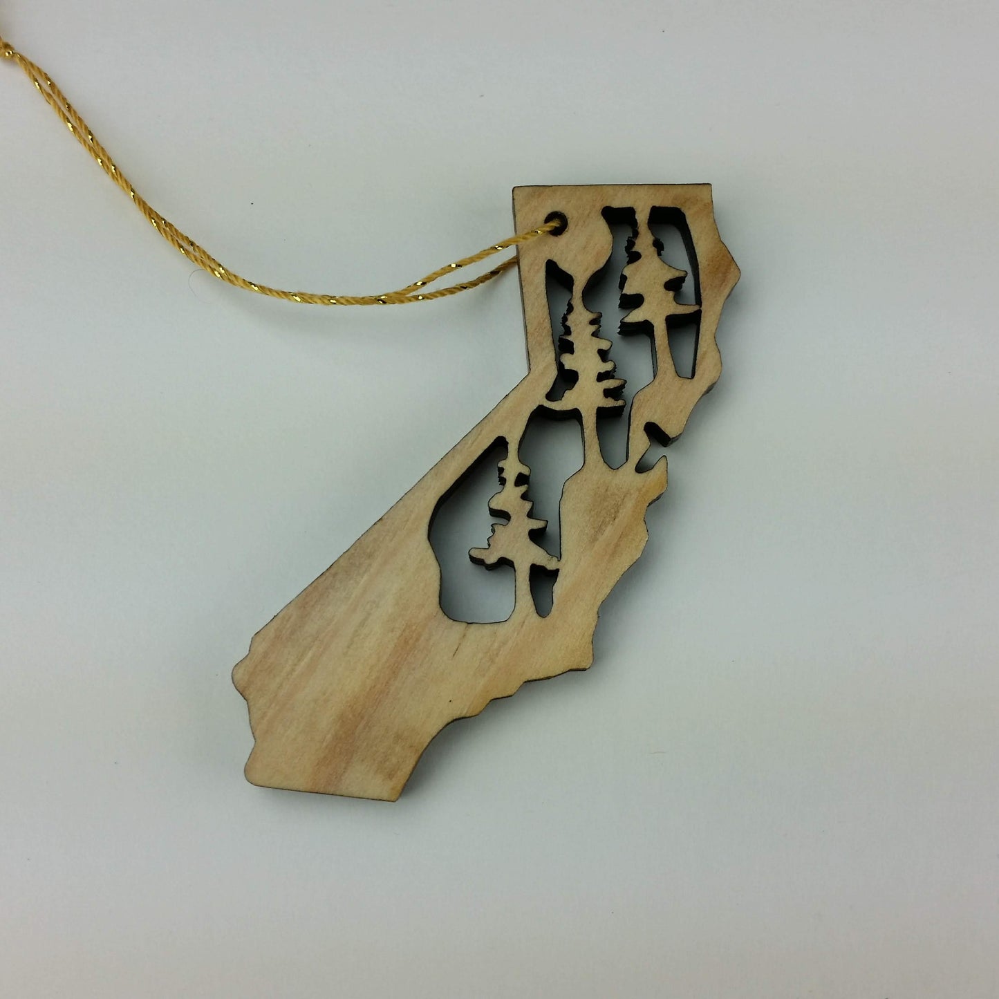 California State Wood Christmas Ornament California Redwoods Laser Cut Handmade White Engraved Souvenir