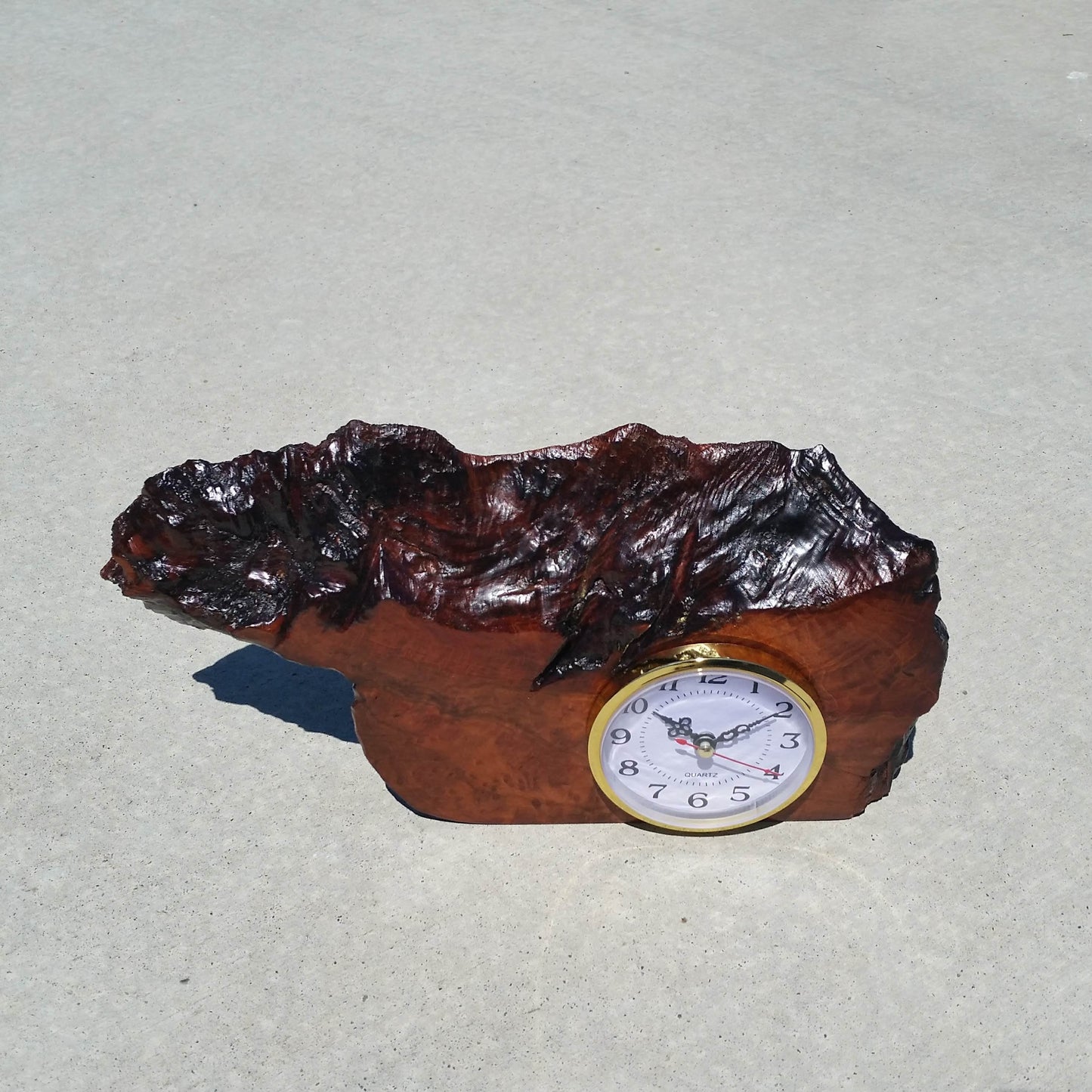 Wood Desk Clock Handmade California Redwood Burl #I2018