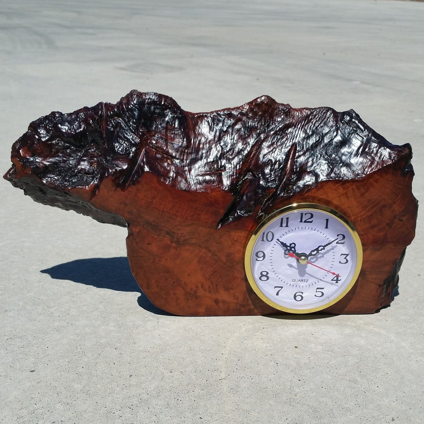 Wood Desk Clock Handmade California Redwood Burl #I2018