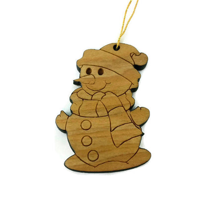 Snowman Christmas Ornament Wood Ornament California Redwoods Laser Cut Handmade Made in USA Collector Housewarming