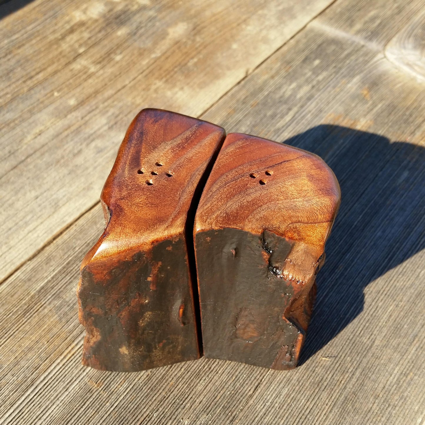 Salt and Pepper Shakers Set California Rustic Redwood Handmade #S Lodge Theme Manly Gift Engagement Gift