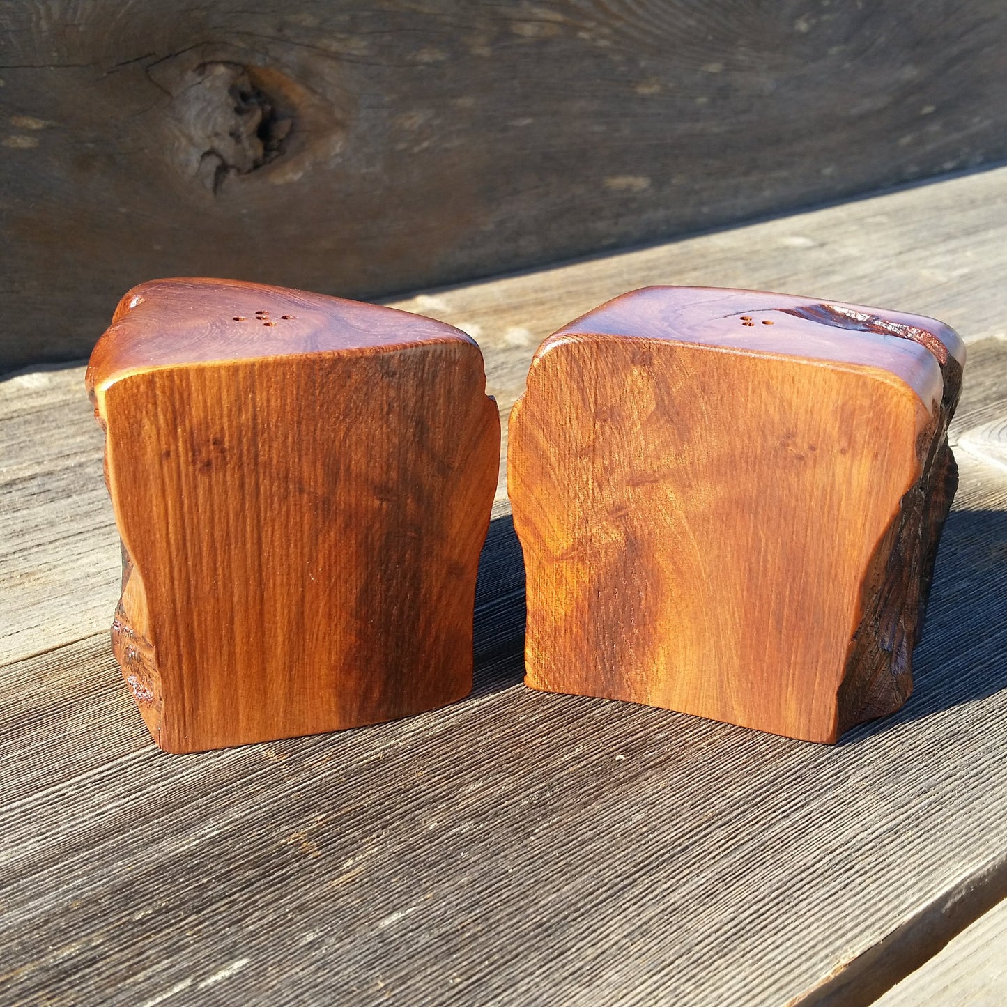 Wood Salt and Pepper Shakers Handmade California Redwood Rustic Home Decor #V Engagement Gift