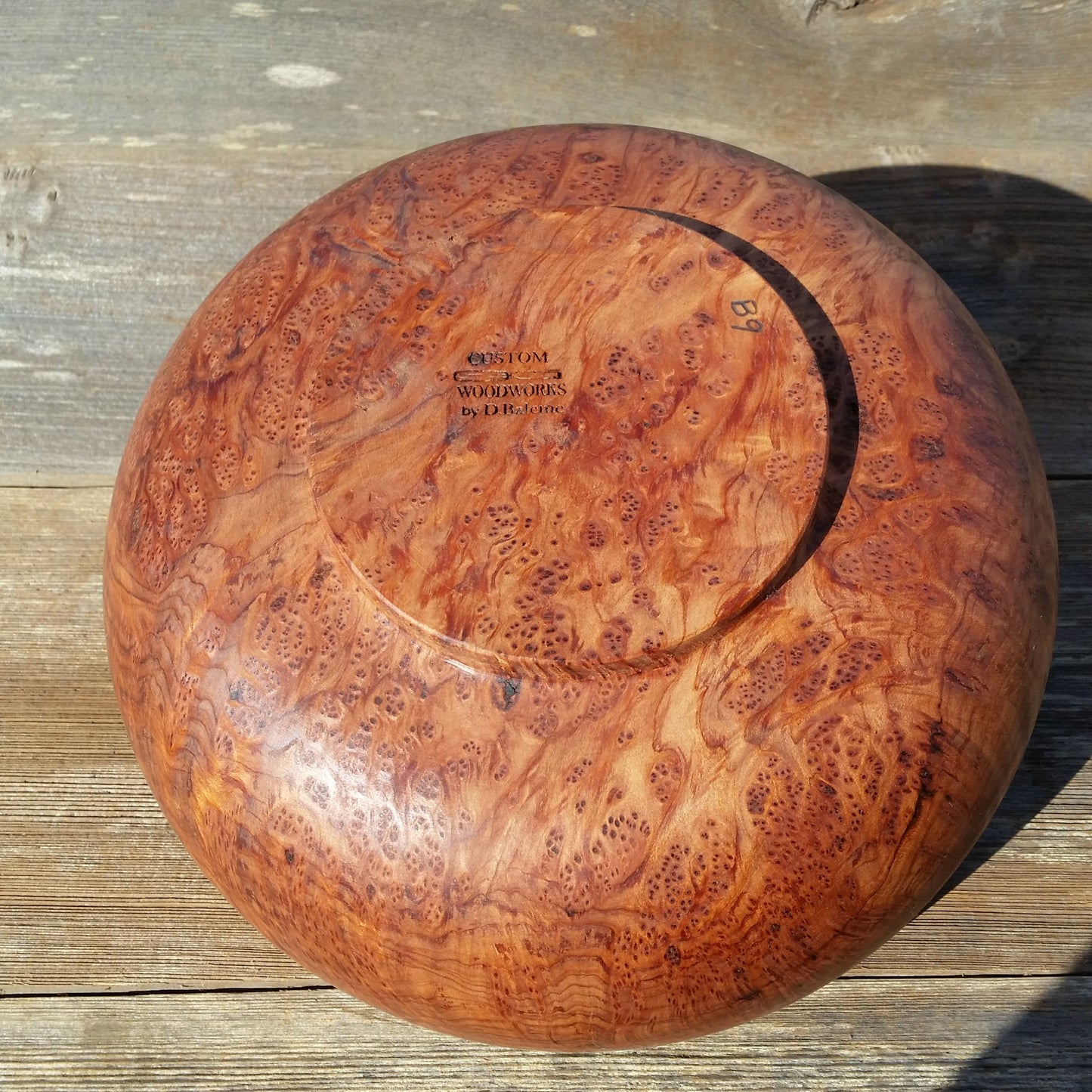 Redwood Bowl Burl Hand Turned 9.375 Inch Wood Salad Bowl #A14